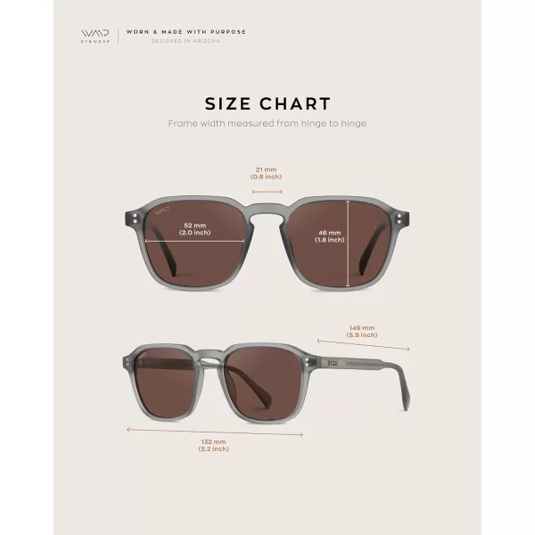 WearMe Pro Mens Large Polarized Square Sunglasses Modern Retro Style with Unique Color CombosMoonrock Grey  Brown Lens