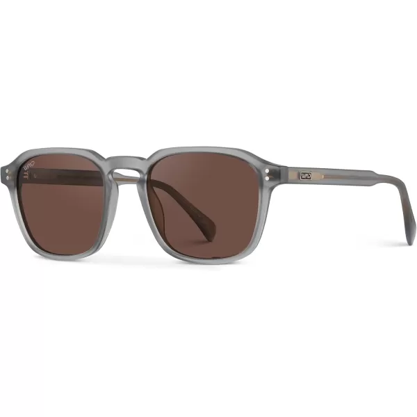 WearMe Pro Mens Large Polarized Square Sunglasses Modern Retro Style with Unique Color CombosMoonrock Grey  Brown Lens