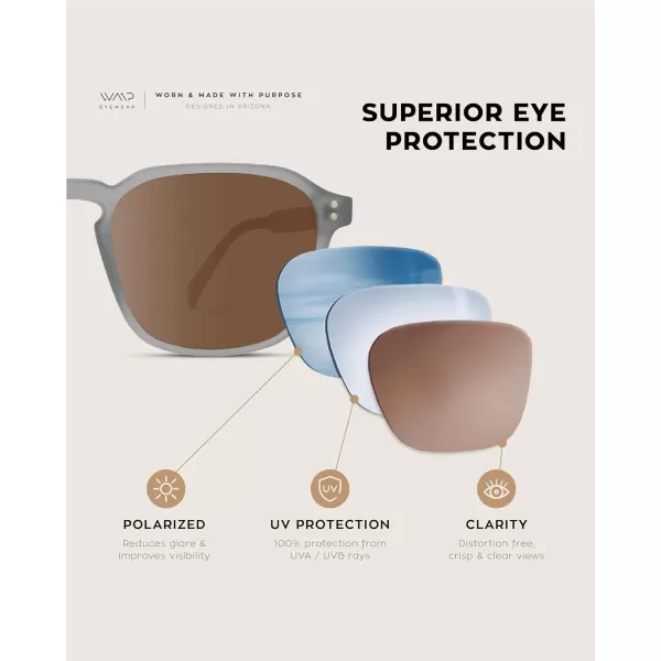 WearMe Pro Mens Large Polarized Square Sunglasses Modern Retro Style with Unique Color CombosMoonrock Grey  Brown Lens