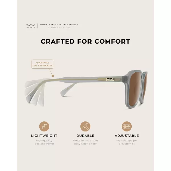 WearMe Pro Mens Large Polarized Square Sunglasses Modern Retro Style with Unique Color CombosMoonrock Grey  Brown Lens