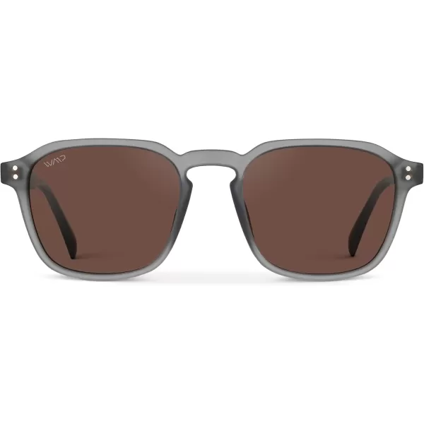 WearMe Pro Mens Large Polarized Square Sunglasses Modern Retro Style with Unique Color CombosMoonrock Grey  Brown Lens