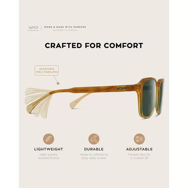 WearMe Pro Mens Large Polarized Square Sunglasses Modern Retro Style with Unique Color CombosSunset Tortoise  Smoke Green Lens