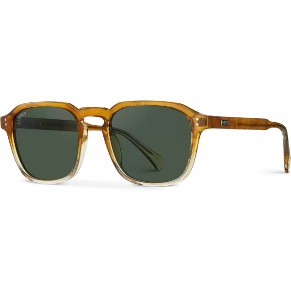 WearMe Pro Mens Large Polarized Square Sunglasses Modern Retro Style with Unique Color CombosSunset Tortoise  Smoke Green Lens
