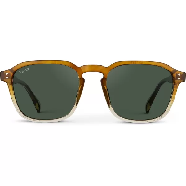 WearMe Pro Mens Large Polarized Square Sunglasses Modern Retro Style with Unique Color CombosSunset Tortoise  Smoke Green Lens