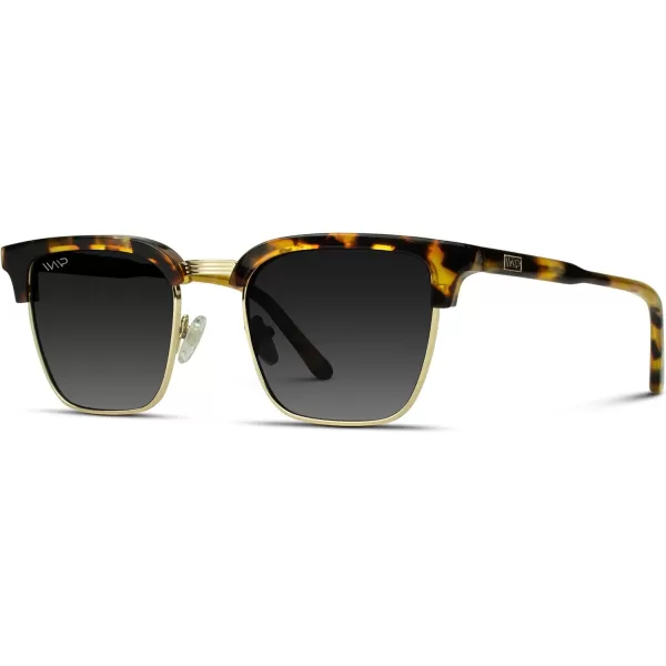 WearMe Pro Modern SemiRimless Rectangular Polarized Trendy SunglassesBlaze Tortoise  Gradient Black Lens
