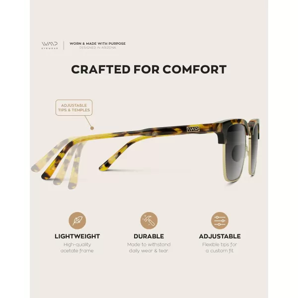 WearMe Pro Modern SemiRimless Rectangular Polarized Trendy SunglassesBlaze Tortoise  Gradient Black Lens