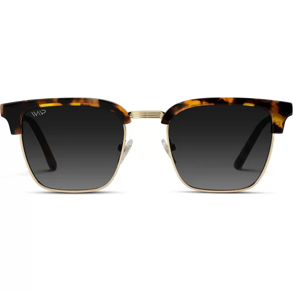 WearMe Pro Modern SemiRimless Rectangular Polarized Trendy SunglassesBlaze Tortoise  Gradient Black Lens