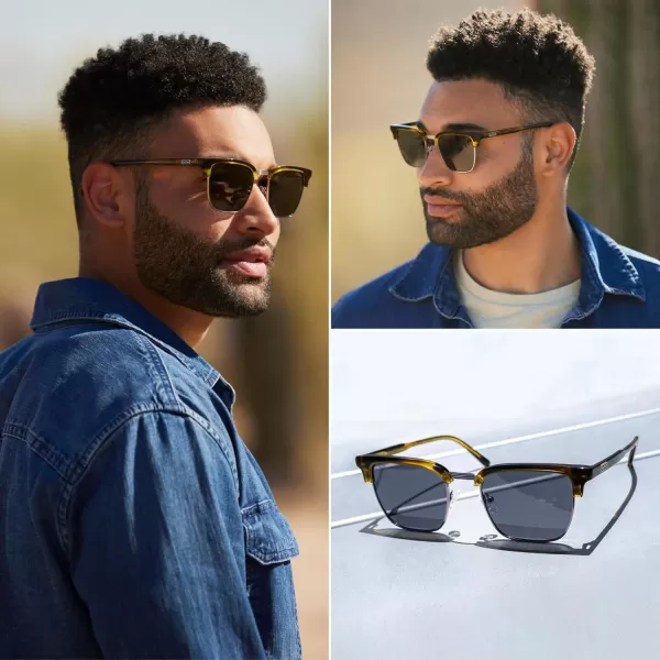 WearMe Pro Modern SemiRimless Rectangular Polarized Trendy SunglassesCrystal Smoke Green  Black Lens