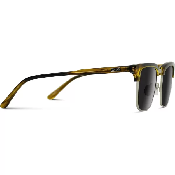 WearMe Pro Modern SemiRimless Rectangular Polarized Trendy SunglassesCrystal Smoke Green  Black Lens