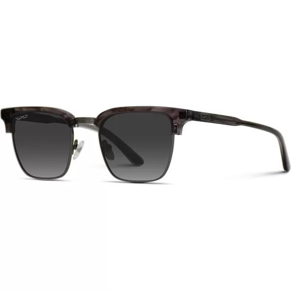 WearMe Pro Modern SemiRimless Rectangular Polarized Trendy SunglassesCrystal Smoky Ash  Black Lens