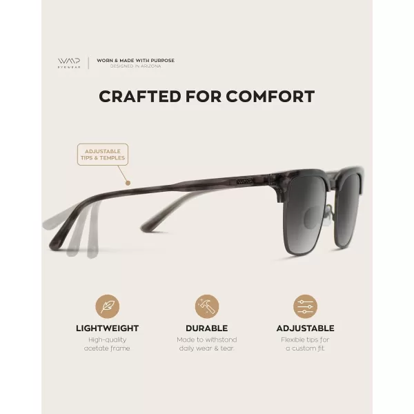 WearMe Pro Modern SemiRimless Rectangular Polarized Trendy SunglassesCrystal Smoky Ash  Black Lens