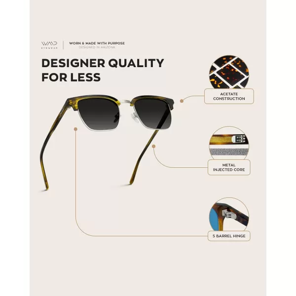 WearMe Pro Modern SemiRimless Rectangular Polarized Trendy SunglassesCrystal Smoky Ash  Black Lens