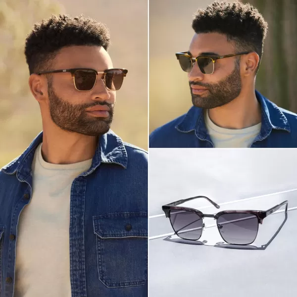 WearMe Pro Modern SemiRimless Rectangular Polarized Trendy SunglassesCrystal Smoky Ash  Black Lens