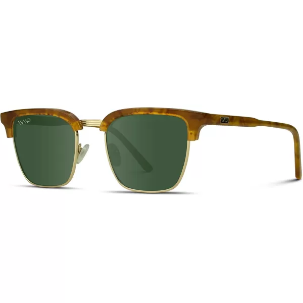 WearMe Pro Modern SemiRimless Rectangular Polarized Trendy SunglassesDesert Storm Tortoise  Smoke Green Lens