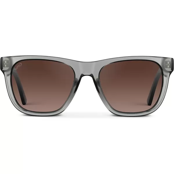WearMe Pro Polarized Classic Square Mens Sunglasses Stylish Rectangular Frames with Gradient LensesCrystal Grey  Brown Gradient Lens