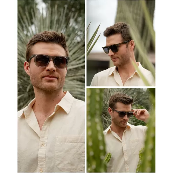 WearMe Pro Polarized Classic Square Mens Sunglasses Stylish Rectangular Frames with Gradient LensesCrystal Grey  Brown Gradient Lens