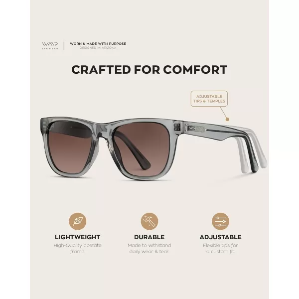 WearMe Pro Polarized Classic Square Mens Sunglasses Stylish Rectangular Frames with Gradient LensesCrystal Grey  Brown Gradient Lens