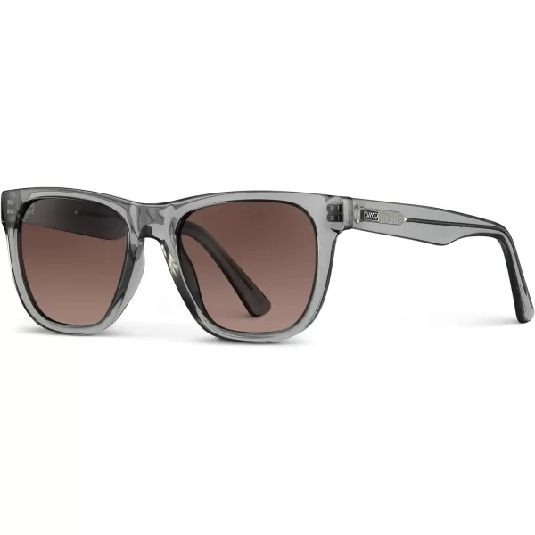 WearMe Pro Polarized Classic Square Mens Sunglasses Stylish Rectangular Frames with Gradient LensesCrystal Grey  Brown Gradient Lens