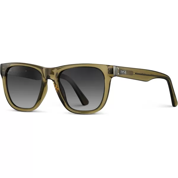 WearMe Pro Polarized Classic Square Mens Sunglasses Stylish Rectangular Frames with Gradient LensesCrystal Khaki Green  Gradient Black Lens
