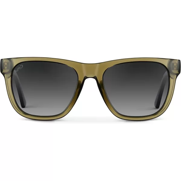 WearMe Pro Polarized Classic Square Mens Sunglasses Stylish Rectangular Frames with Gradient LensesCrystal Khaki Green  Gradient Black Lens