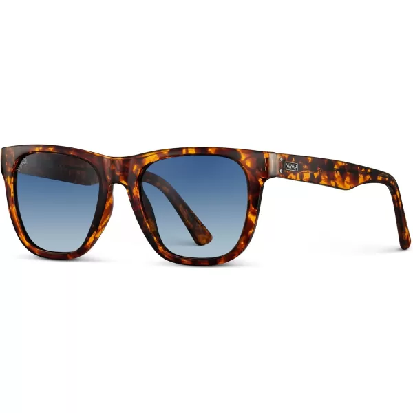 WearMe Pro Polarized Classic Square Mens Sunglasses Stylish Rectangular Frames with Gradient LensesWhiskey Brown Tortoise  Blue Gradient Lens