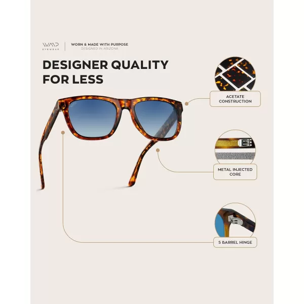 WearMe Pro Polarized Classic Square Mens Sunglasses Stylish Rectangular Frames with Gradient LensesWhiskey Brown Tortoise  Blue Gradient Lens