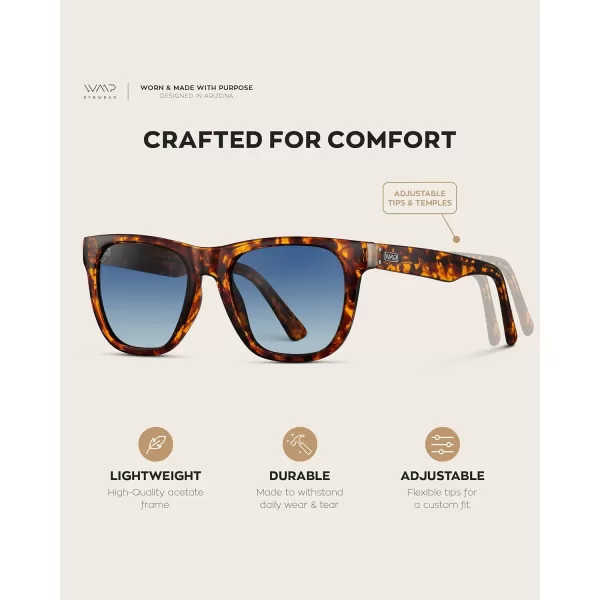 WearMe Pro Polarized Classic Square Mens Sunglasses Stylish Rectangular Frames with Gradient LensesWhiskey Brown Tortoise  Blue Gradient Lens