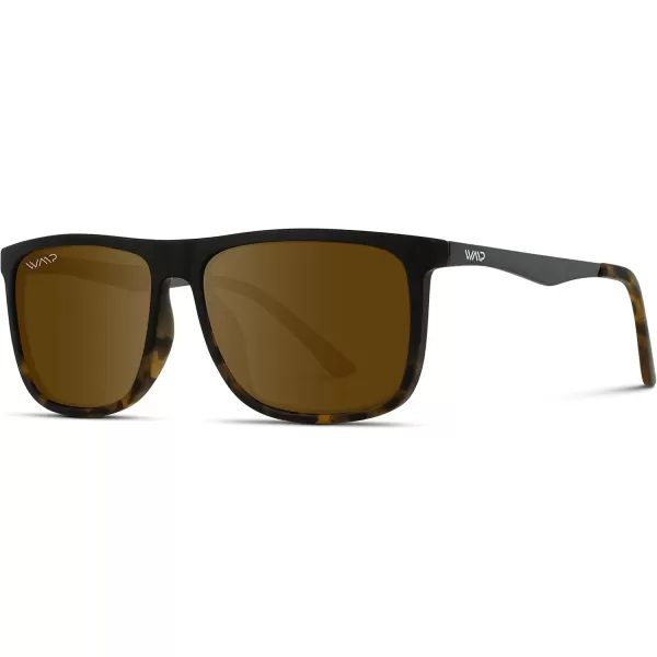 WearMe Pro Polarized Flat Top Square Mens SunglassesMatte Black Tortoise Frame  Brown Lens