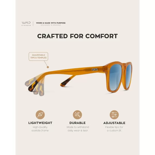 WearMe Pro Polarized Retro Large Rectangular Mens SunglassesCrystal Caramel Frame  Gradient Blue Lens