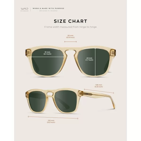 WearMe Pro Polarized Retro Large Rectangular Mens SunglassesCrystal Yellow Frame  Smoke Green Lens