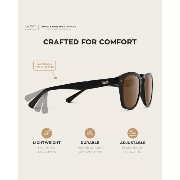 WearMe Pro Polarized Retro Large Rectangular Mens SunglassesGlossy Black Frame  Brown Lens