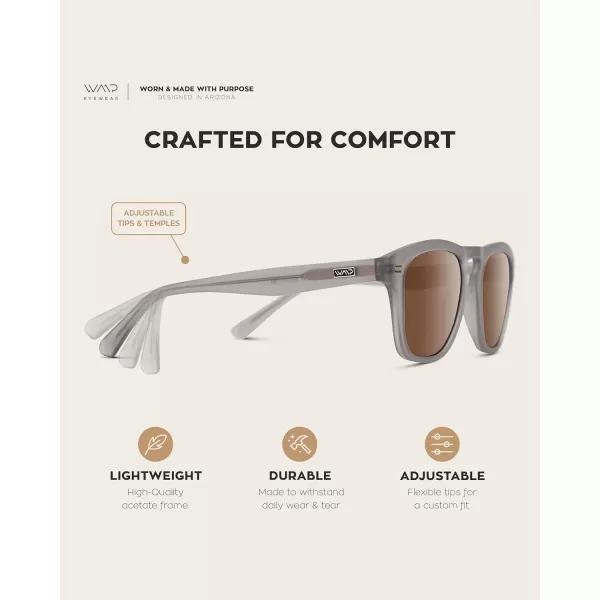 WearMe Pro Polarized Retro Large Rectangular Mens SunglassesGrey Moon Frame  Brown Lens