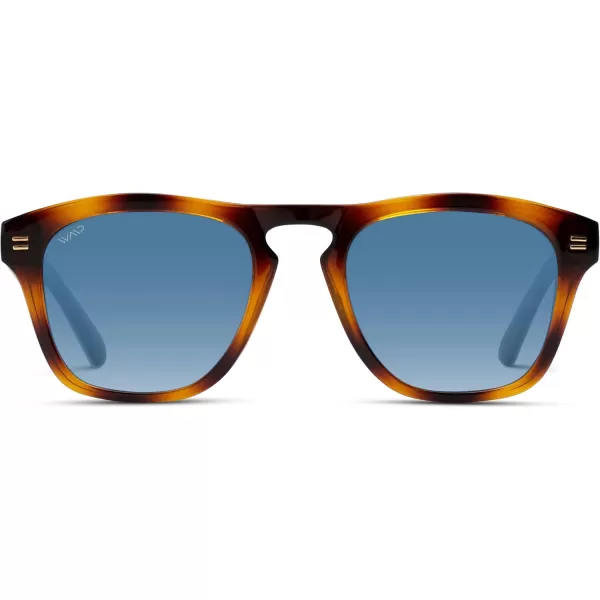 WearMe Pro Polarized Retro Large Rectangular Mens SunglassesTortoise Brown Frame  Gradient Blue Lens