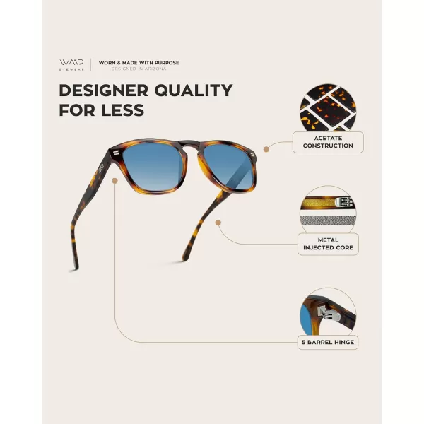 WearMe Pro Polarized Retro Large Rectangular Mens SunglassesTortoise Brown Frame  Gradient Blue Lens