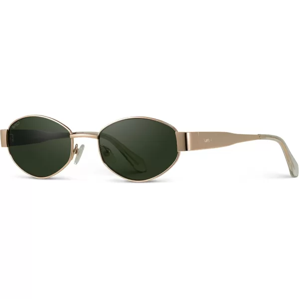 WearMe Pro Retro Oval Sunglasses for Women  Trendy Small Frame 90s Inspired FashionGold Frame  Smoke Green Lens
