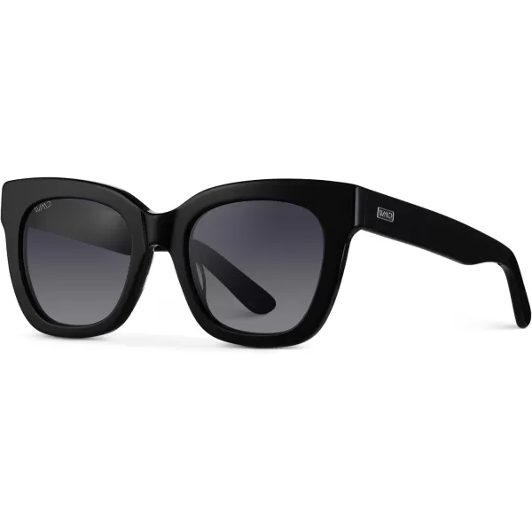 WearMe Pro Womens Polarized Large Square Sunglasses Subtle Cat Eye Corners Thick Frame ampamp Modern AestheticsGlossy Black Frame  Black Lens