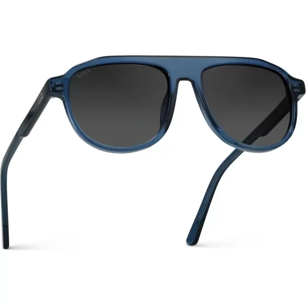 WearMe Pro Bold Retro Polarized Aviator Sunglasses  Geometric Flat Top Frame Design Gradient LensesCrystal Cobalt  Smoke Gradient Lens