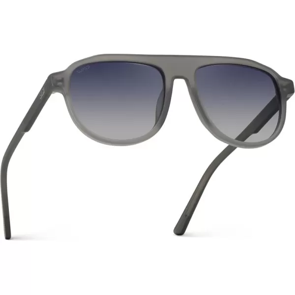 WearMe Pro Bold Retro Polarized Aviator Sunglasses  Geometric Flat Top Frame Design Gradient LensesFrosted Graphite  Navy Gradient Lens