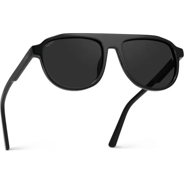 WearMe Pro Bold Retro Polarized Aviator Sunglasses  Geometric Flat Top Frame Design Gradient LensesGlossy Black  Black Lens