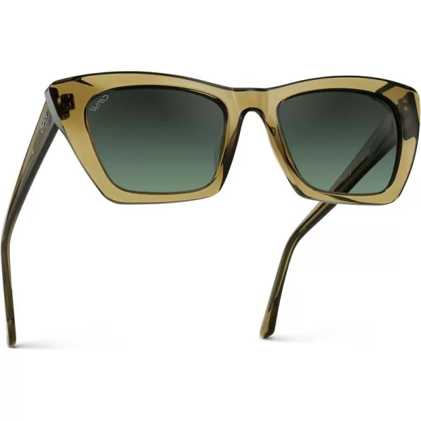 WearMe Pro Cat Eye Polarized Womens SunglassesCrystal Khaki Green FrameDark Green Gradient Lens
