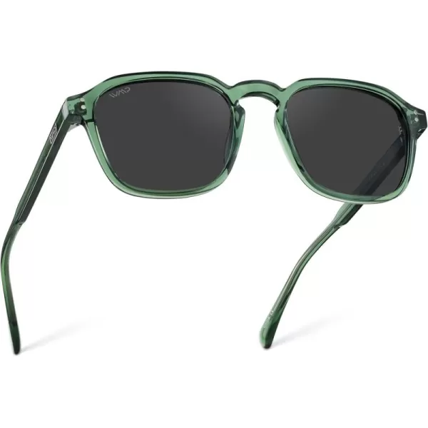 WearMe Pro Mens Large Polarized Square Sunglasses Modern Retro Style with Unique Color CombosEmerald Green  Black Lens
