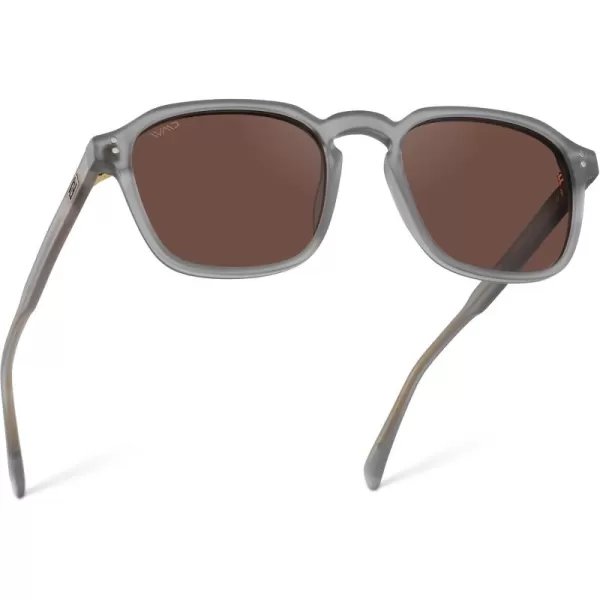 WearMe Pro Mens Large Polarized Square Sunglasses Modern Retro Style with Unique Color CombosMoonrock Grey  Brown Lens