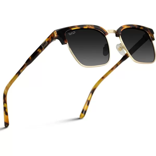 WearMe Pro Modern SemiRimless Rectangular Polarized Trendy SunglassesBlaze Tortoise  Gradient Black Lens