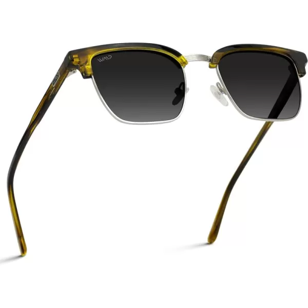 WearMe Pro Modern SemiRimless Rectangular Polarized Trendy SunglassesCrystal Smoke Green  Black Lens