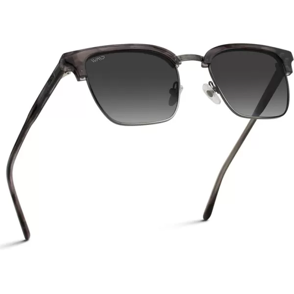 WearMe Pro Modern SemiRimless Rectangular Polarized Trendy SunglassesCrystal Smoky Ash  Black Lens