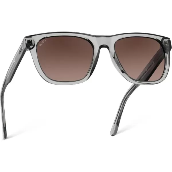 WearMe Pro Polarized Classic Square Mens Sunglasses Stylish Rectangular Frames with Gradient LensesCrystal Grey  Brown Gradient Lens