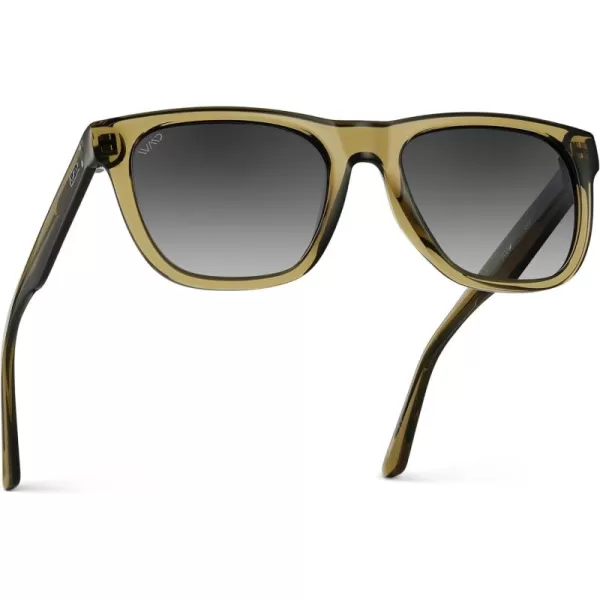 WearMe Pro Polarized Classic Square Mens Sunglasses Stylish Rectangular Frames with Gradient LensesCrystal Khaki Green  Gradient Black Lens