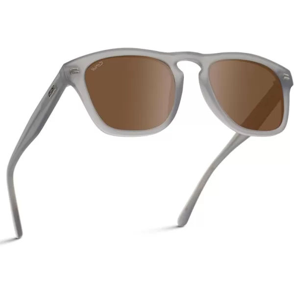 WearMe Pro Polarized Retro Large Rectangular Mens SunglassesGrey Moon Frame  Brown Lens
