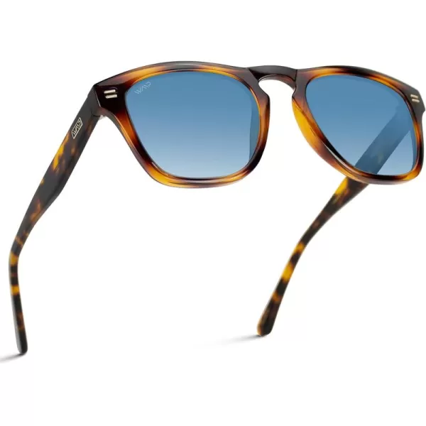 WearMe Pro Polarized Retro Large Rectangular Mens SunglassesTortoise Brown Frame  Gradient Blue Lens