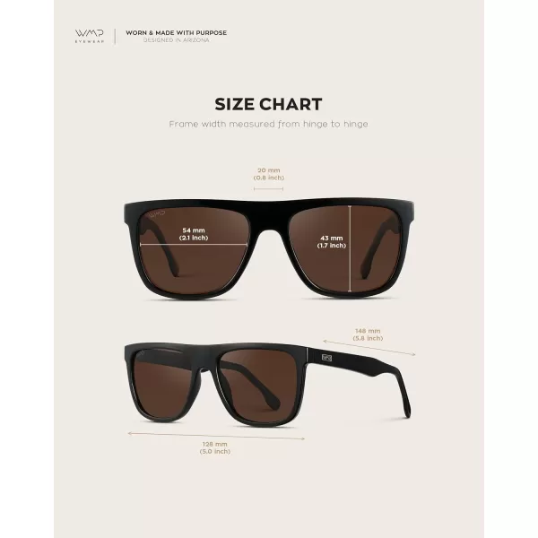 imageWMP Eyewear  Mens Bold FlatTop Square Sunglasses Polarized Lenses 100 UV Protection Lightweight ampamp DurableBlack  Brown Lens